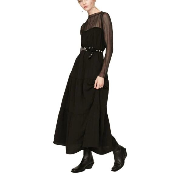 PAMELA LOVE Black Sheer Midi Dress - Picture 1 of 10